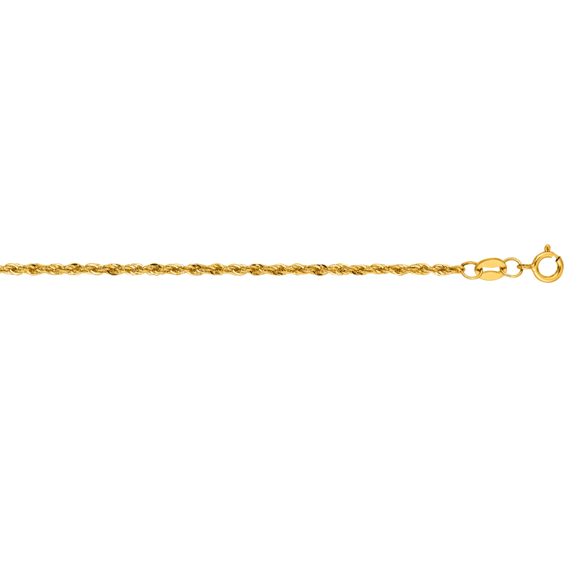 10K Yellow Gold 1.5mm Diamond Cut Lite Rope 24" Chain with Lobster Lock