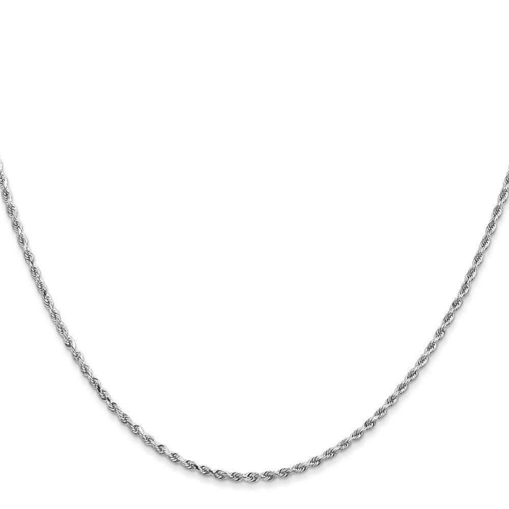 14K White Gold 20 inch 1.5mm Diamond-cut Rope with Lobster Clasp Chain