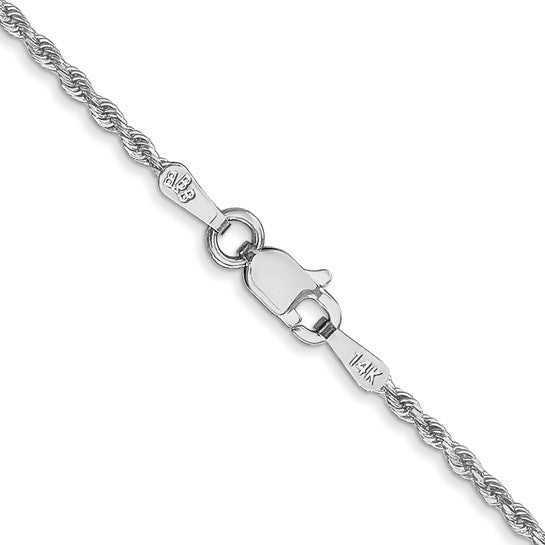 14kt Solid White Gold 2MM 18" Rope Chain Necklace