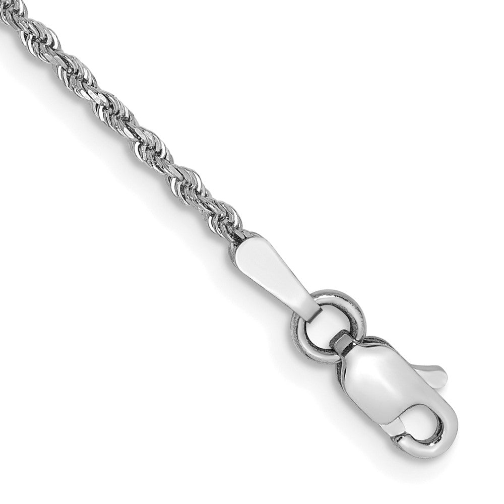 14K White Gold 8 inch 1.5mm Diamond-cut Rope with Lobster Clasp Chain