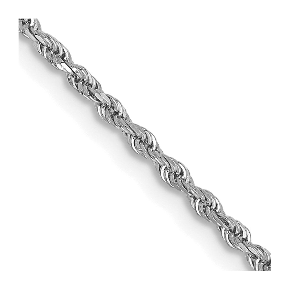 14K White Gold 30 inch 1.5mm Diamond-cut Rope with Lobster Clasp Chain