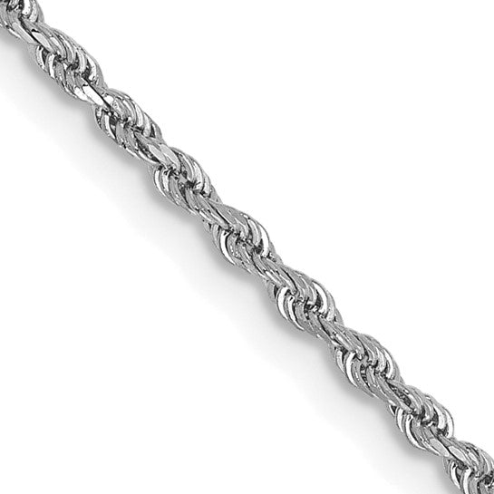 14kt Solid White Gold 2MM 18" Rope Chain Necklace