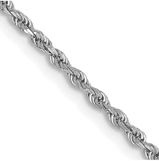 10kt Solid White Gold 2.5MM 16" Rope Chain Necklace