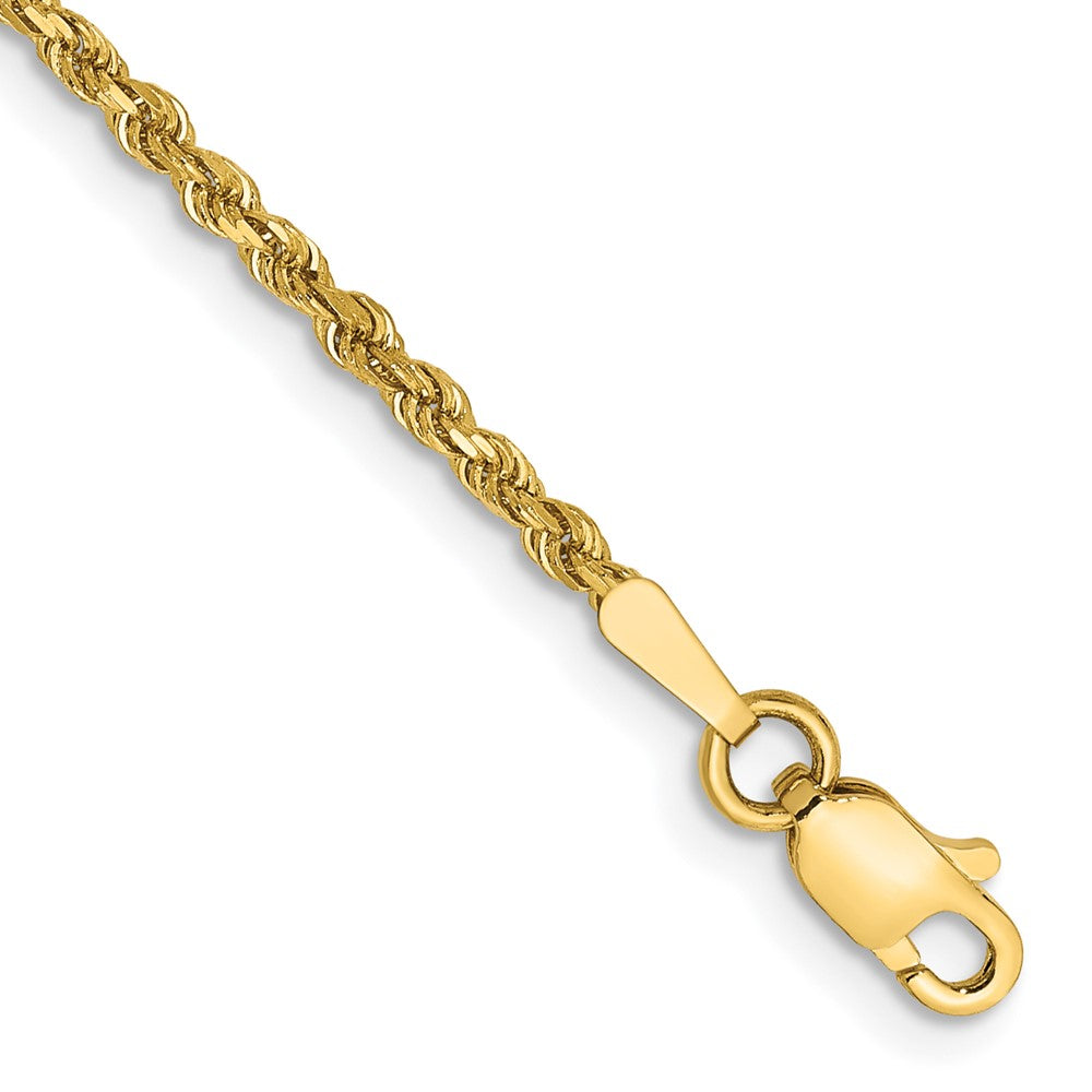 14K 6 inch 1.75mm Diamond-cut Rope with Lobster Clasp Chain