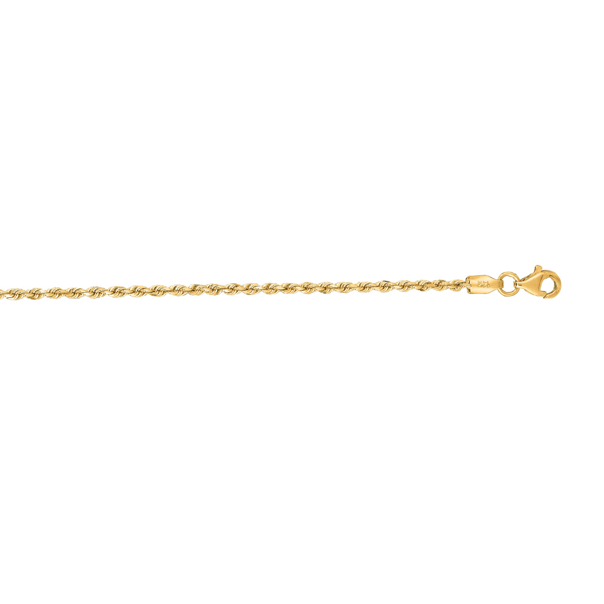 10K Yellow Gold 1.8mm Solid Diamond Cut Royal Rope 24" Chain with Lobster Lock