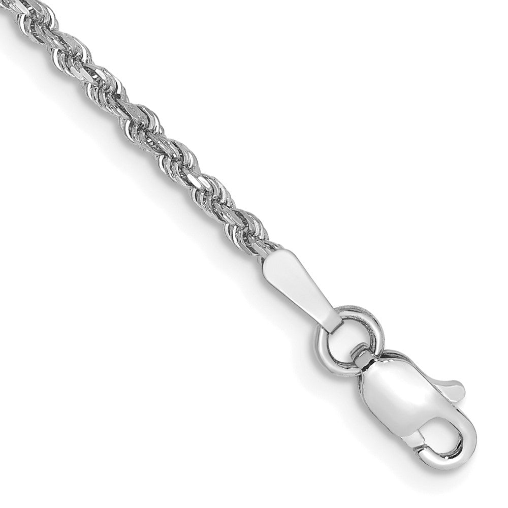 14K White Gold 8 inch 1.75mm Diamond-cut Rope with Lobster Clasp Chain