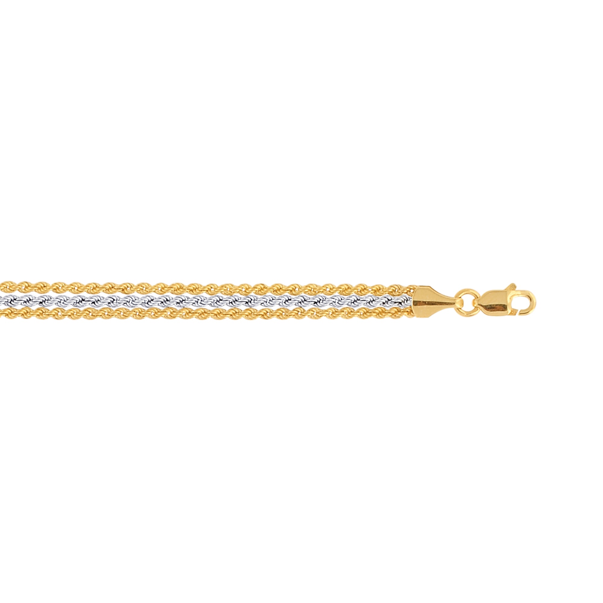 10K Two-tone Gold Rope 7.25" Bracelet