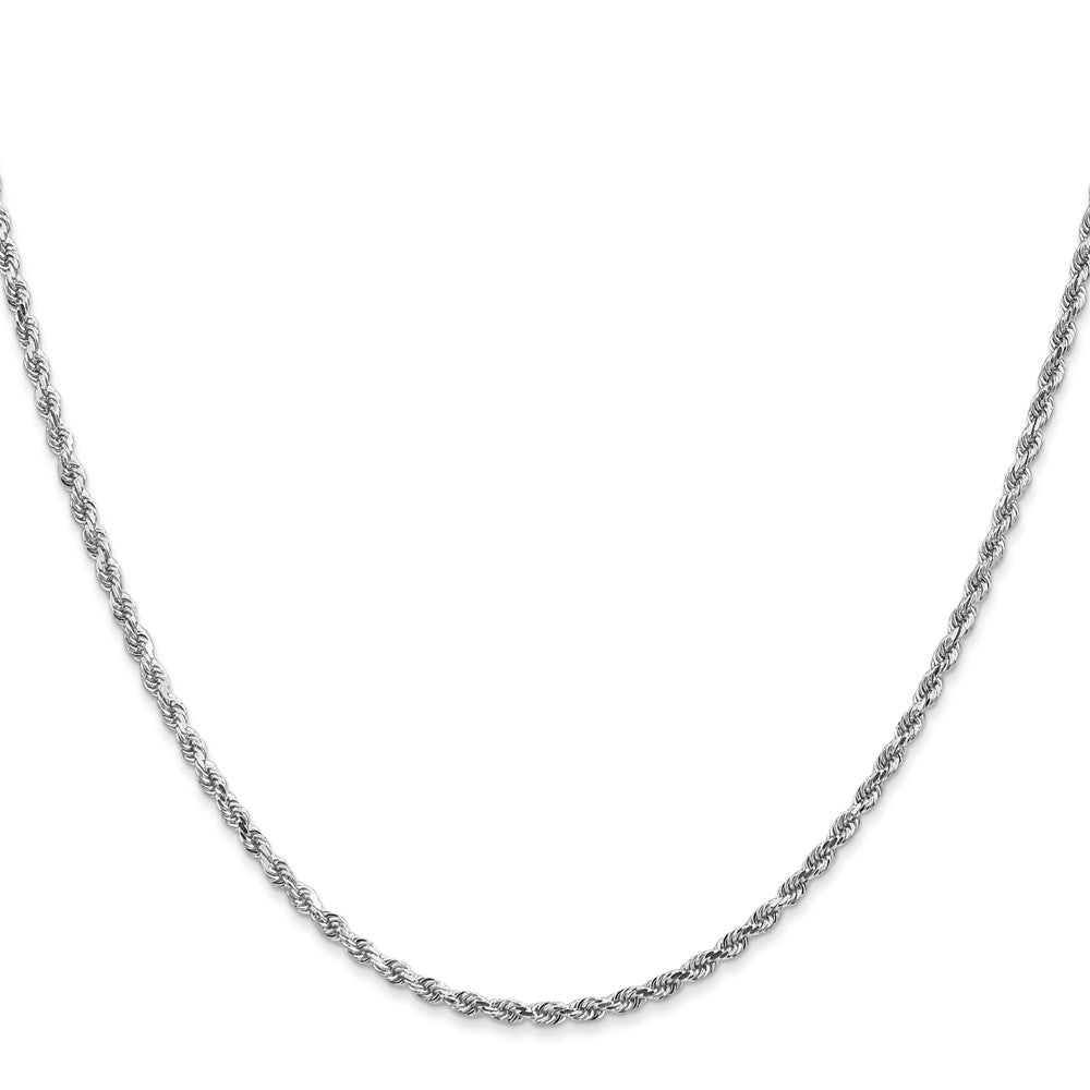 14K White Gold 24 inch 2mm Diamond-cut Rope with Lobster Clasp Chain