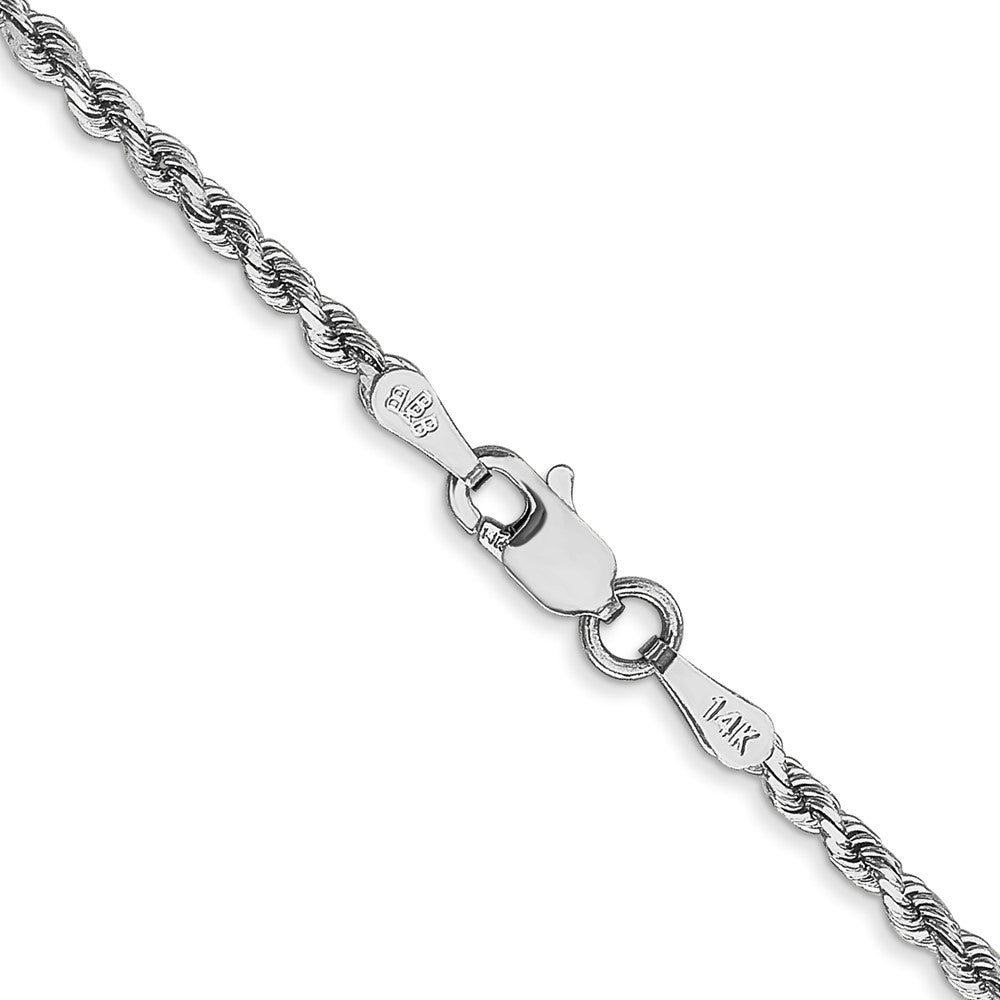 14K White Gold 30 inch 2mm Diamond-cut Rope with Lobster Clasp Chain