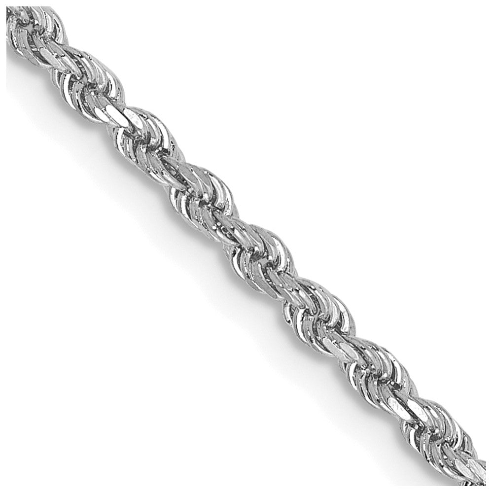 14K White Gold 24 inch 2mm Diamond-cut Rope with Lobster Clasp Chain