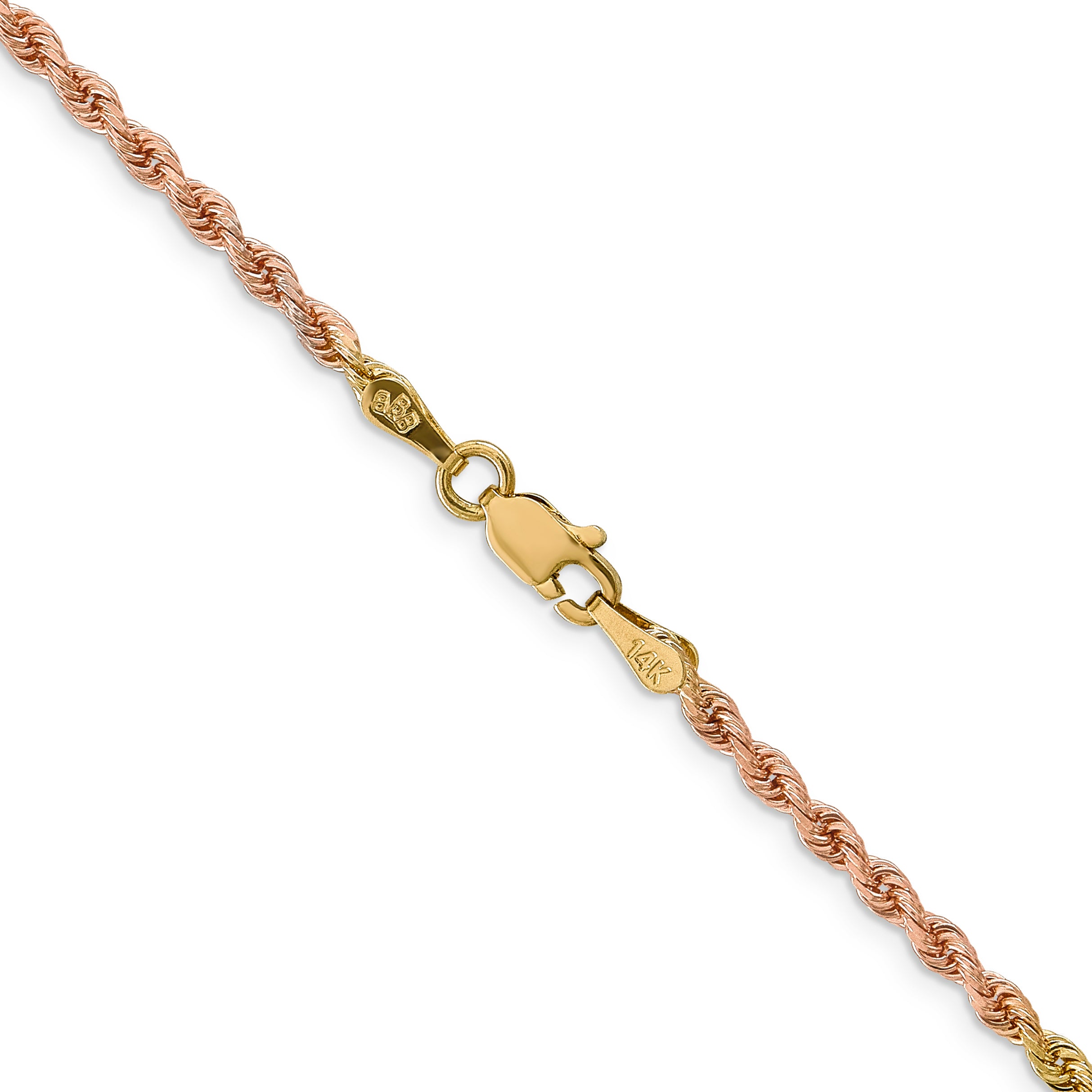 14k Tri-Color 2.5mm D/C Rope Chain