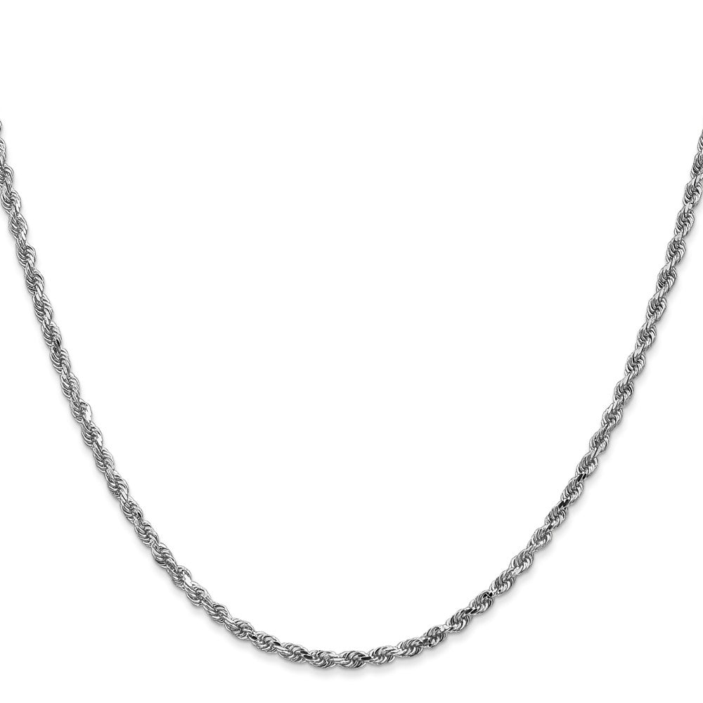 14K White Gold 16 inch 2.25mm Diamond-cut Rope with Lobster Clasp Chain