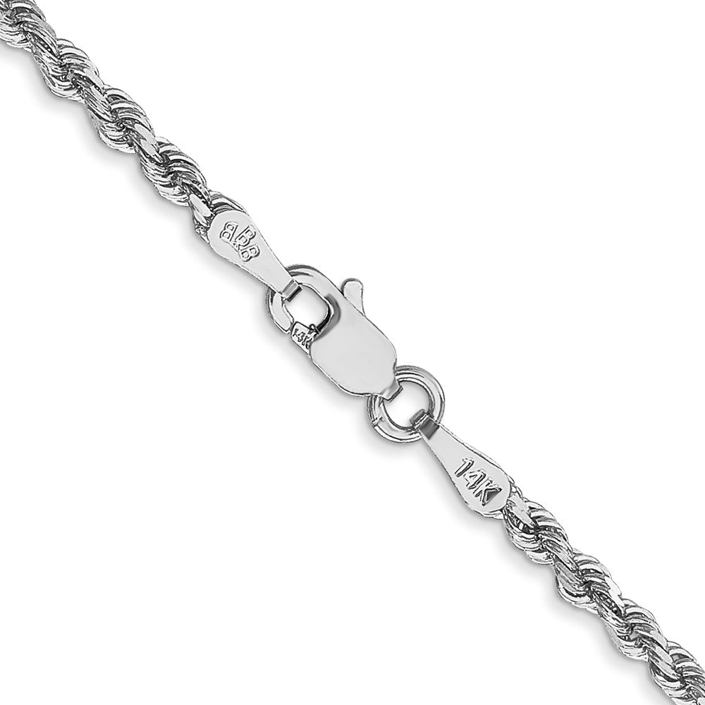 14K White Gold 30 inch 2.25mm Diamond-cut Rope with Lobster Clasp Chain