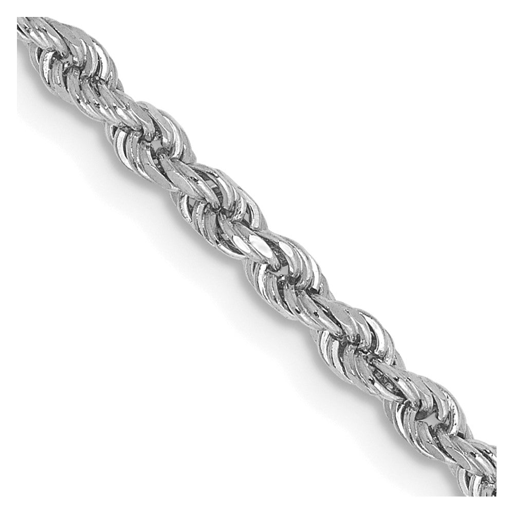 14K White Gold 20 inch 2.25mm Diamond-cut Rope with Lobster Clasp Chain