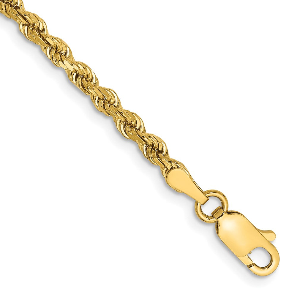 14K 7 inch 2.75mm Diamond-cut Rope with Lobster Clasp Chain