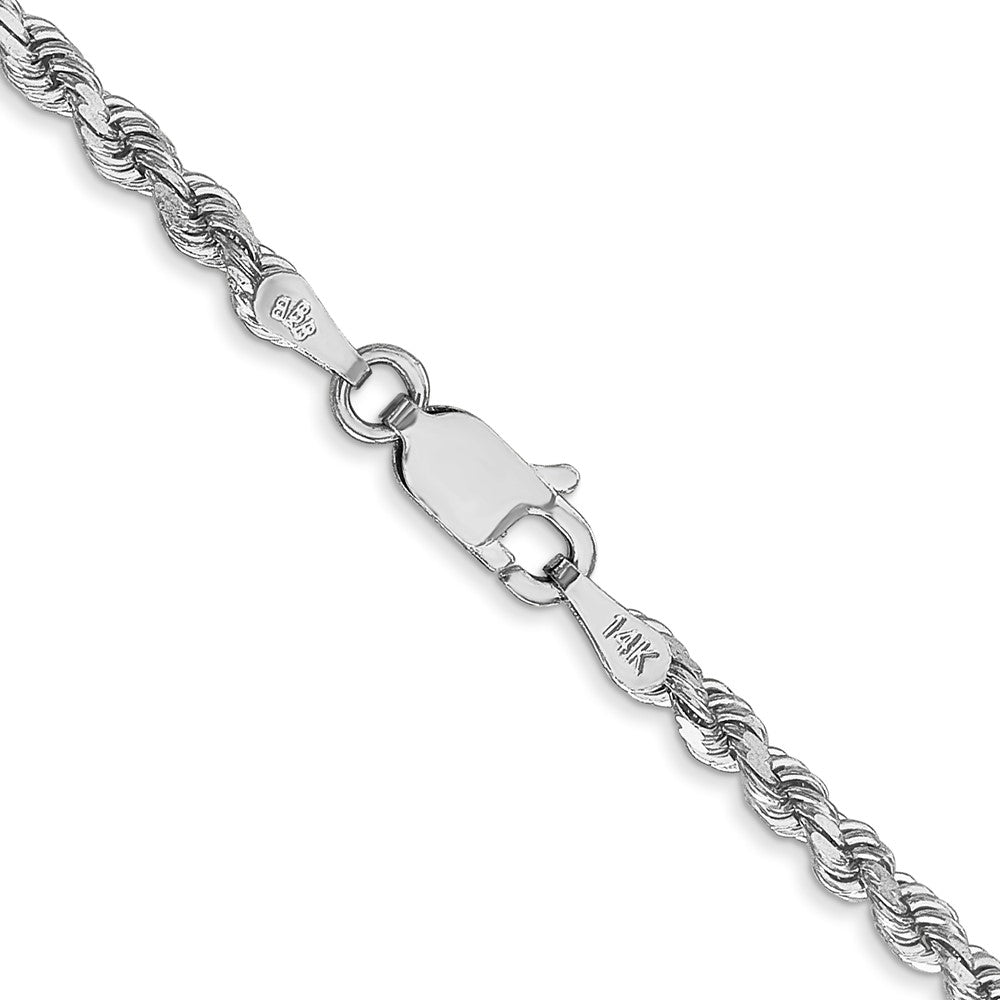 14K White Gold 24 inch 2.75mm Diamond-cut Rope with Lobster Clasp Chain