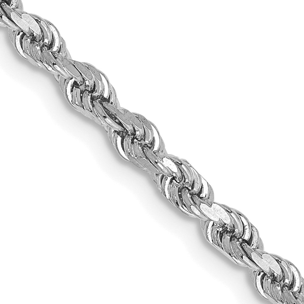 14K White Gold 24 inch 2.75mm Diamond-cut Rope with Lobster Clasp Chain