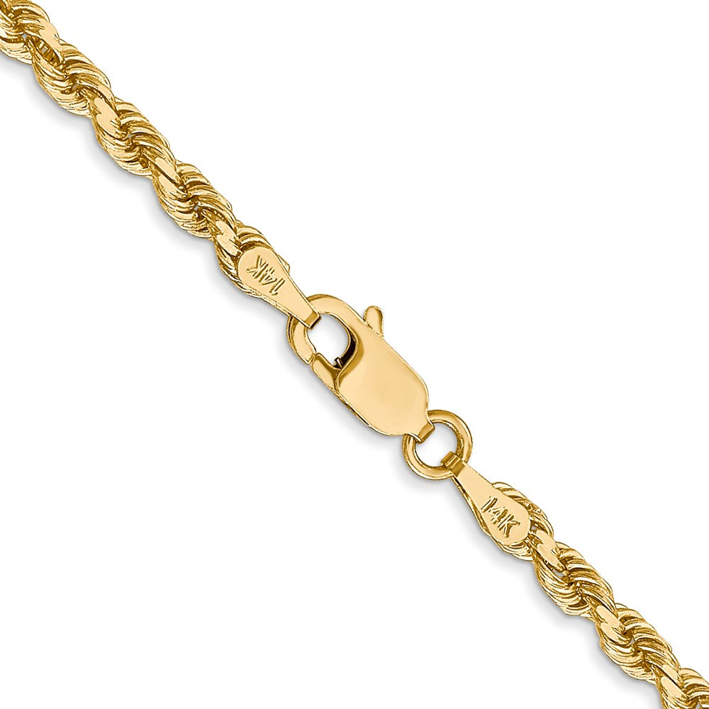 14K 22 inch 3mm Diamond-cut Rope with Lobster Clasp Chain