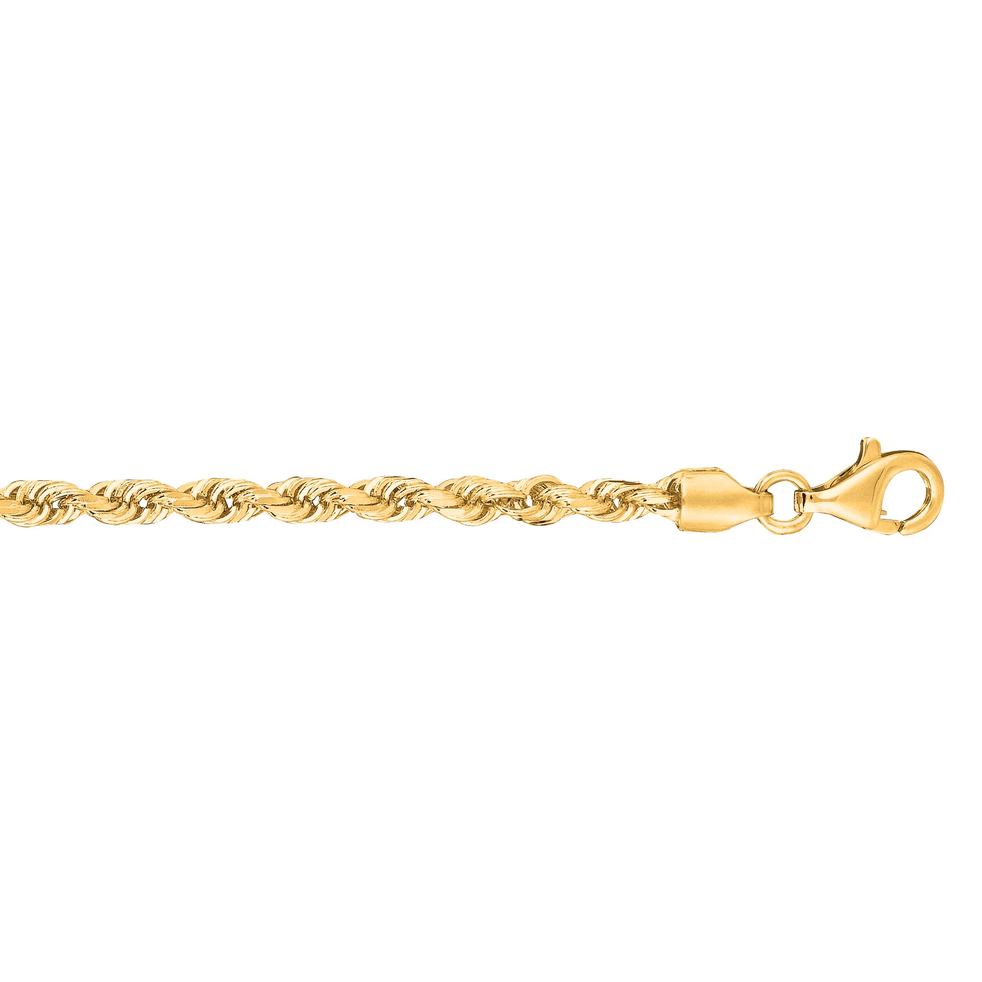 10K Yellow Gold 3.0mm Solid Diamond Cut Royal Rope 30" Chain with Lobster Lock