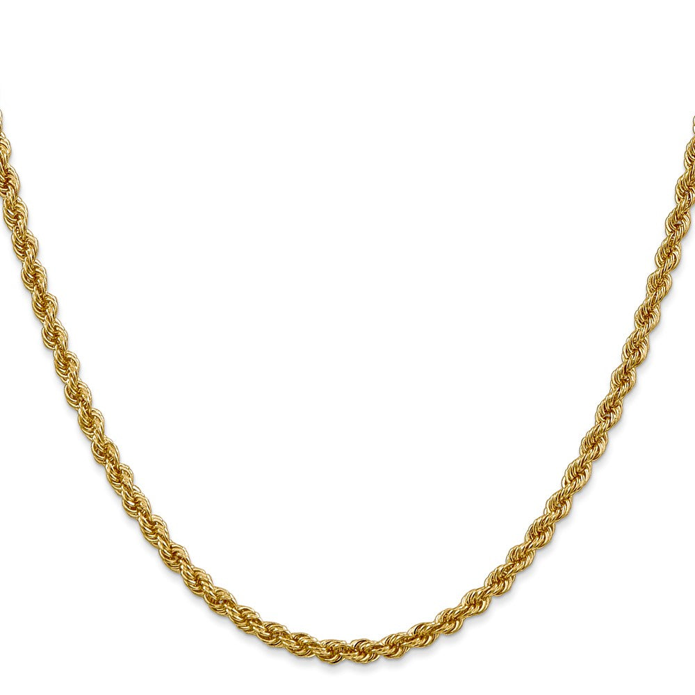 14K 24 inch 3mm Regular Rope with Lobster Clasp Chain