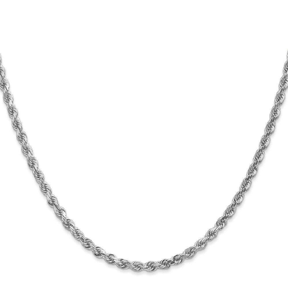 14K White Gold 18 inch 3mm Diamond-cut Rope with Lobster Clasp Chain