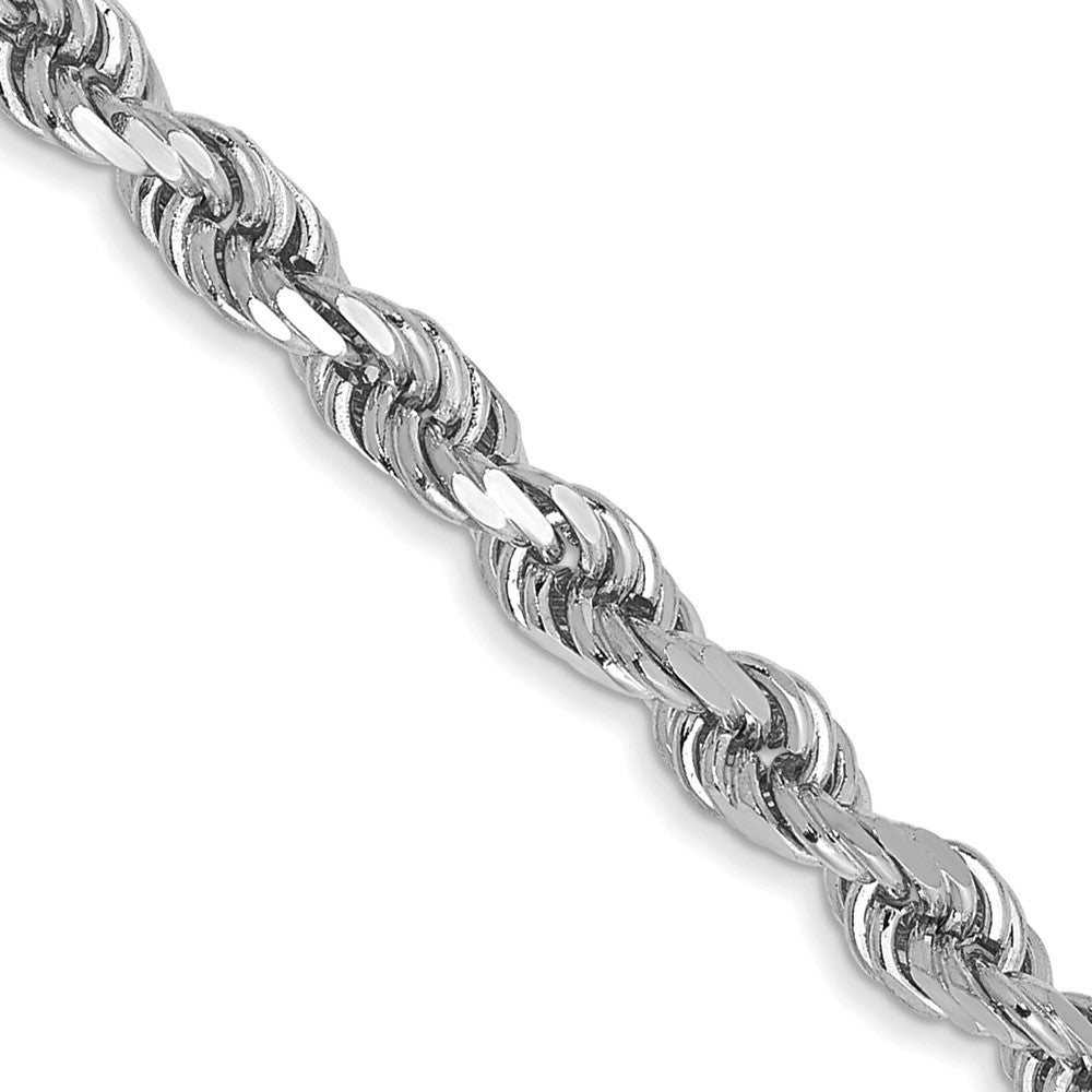 14K White Gold 18 inch 3mm Diamond-cut Rope with Lobster Clasp Chain