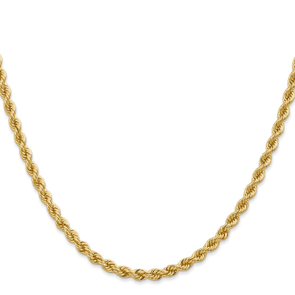 14K 24 inch 3.65mm Regular Rope with Lobster Clasp Chain