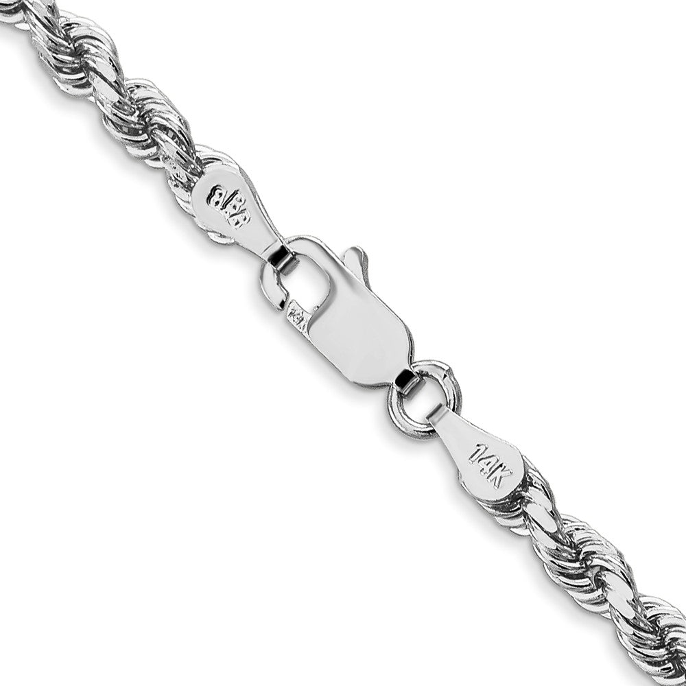 14K White Gold 24 inch 3.5mm Diamond-cut Rope with Lobster Clasp Chain