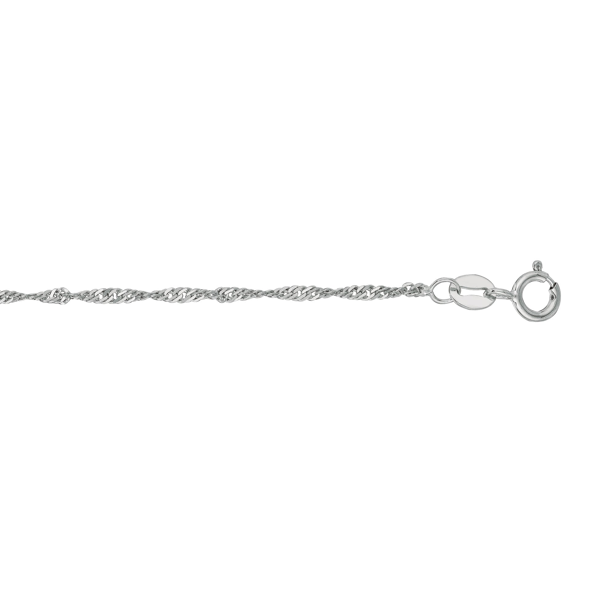 10K White Gold 1.5mm Singapore 20" Chain with Spring Ring Clasp