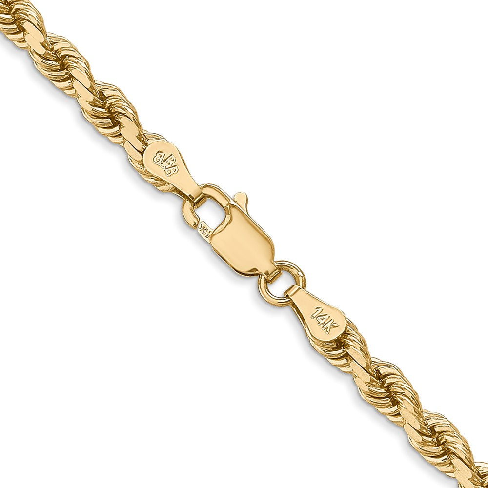 14K 24 inch 4mm Diamond-cut Rope with Lobster Clasp Chain