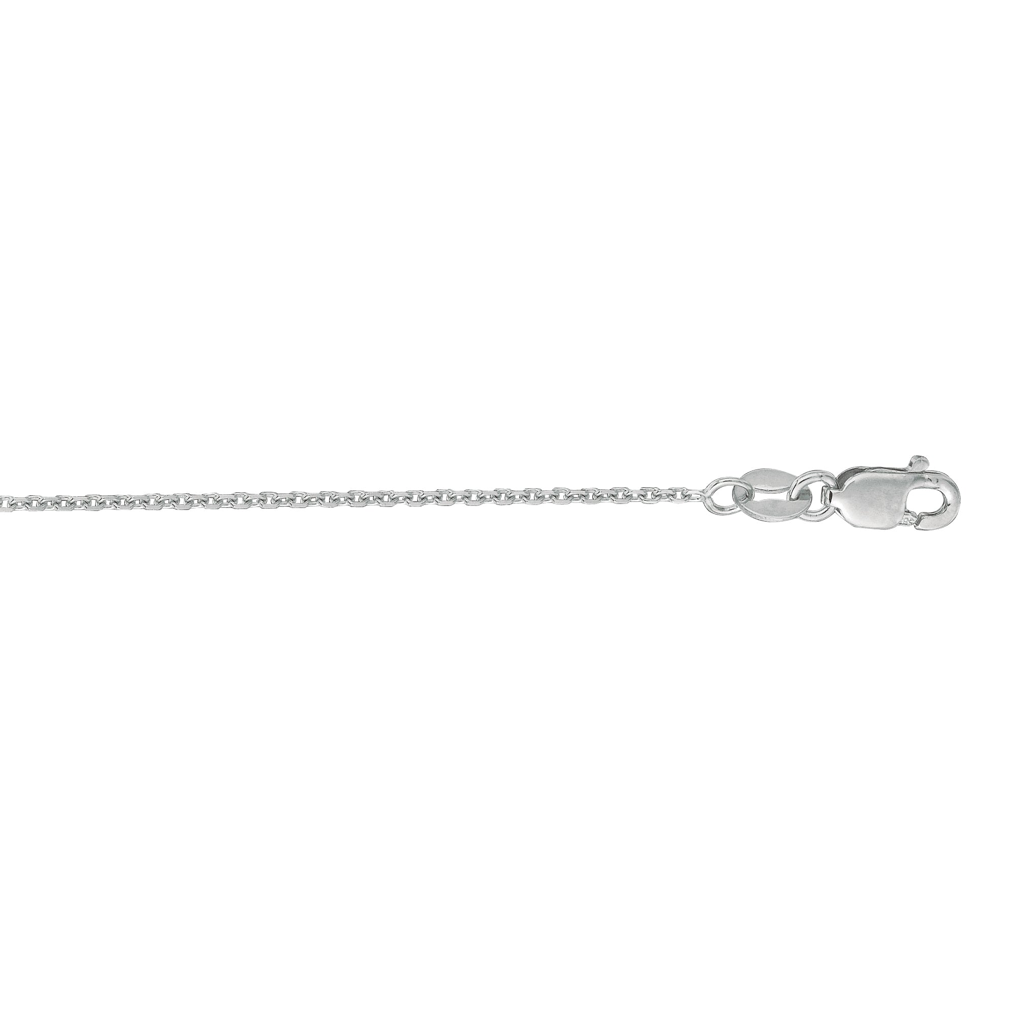 10K White Gold 1.1mm Diamond Cut Cable 20" Chain with Lobster Lock