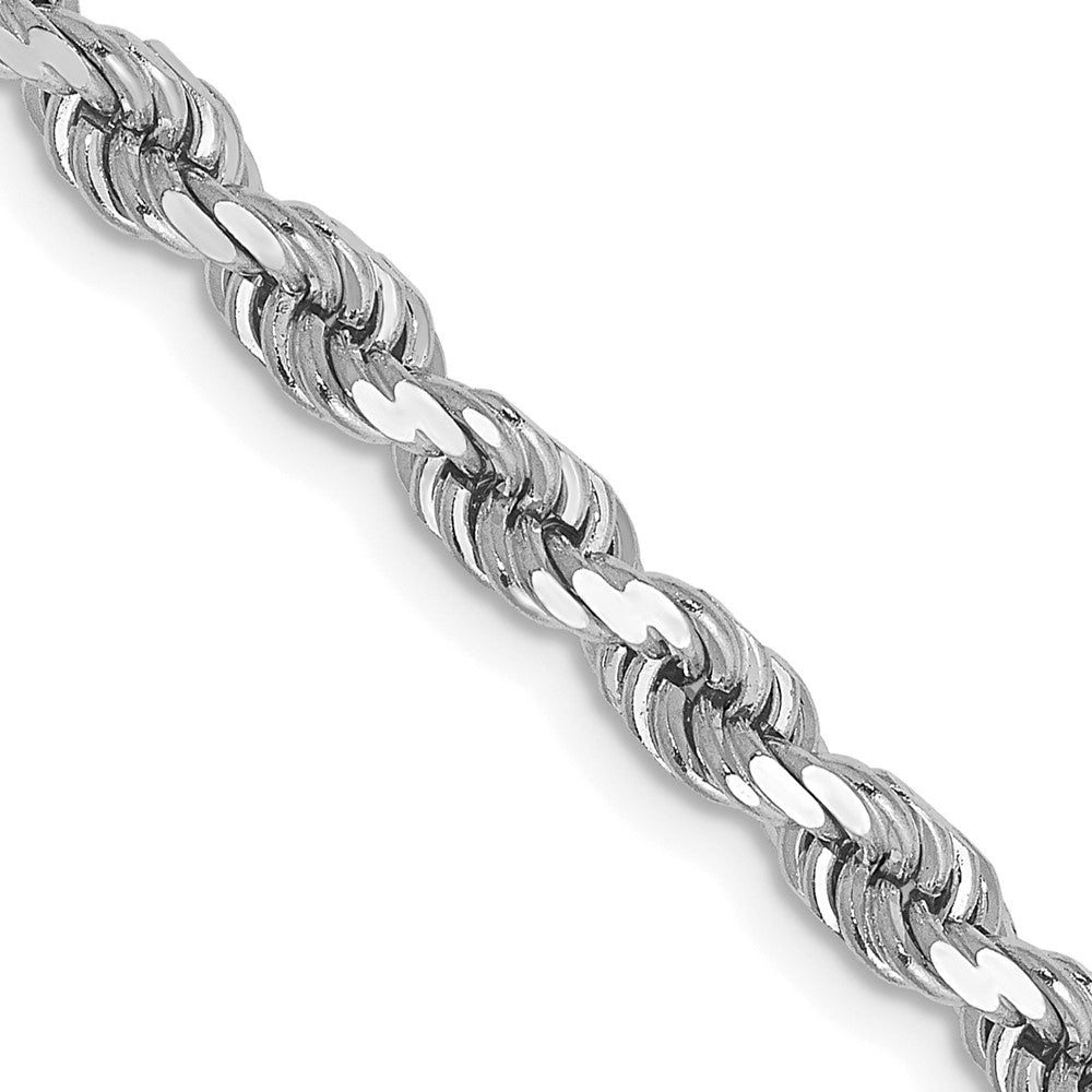 14K White Gold 30 inch 4mm Diamond-cut Rope with Lobster Clasp Chain