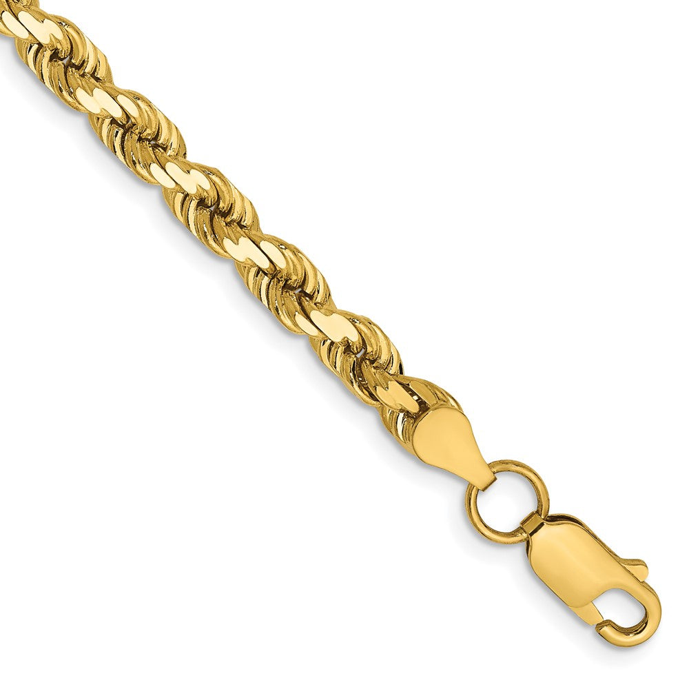 14K 8 inch 4.5mm Diamond-cut Rope with Lobster Clasp Chain