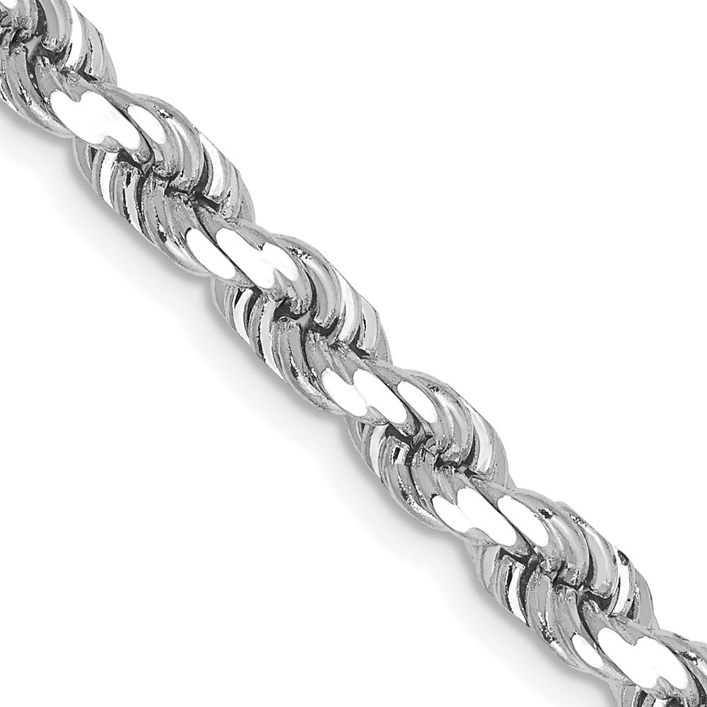 14K White Gold 24 inch 4.5mm Diamond-cut Rope with Lobster Clasp Chain