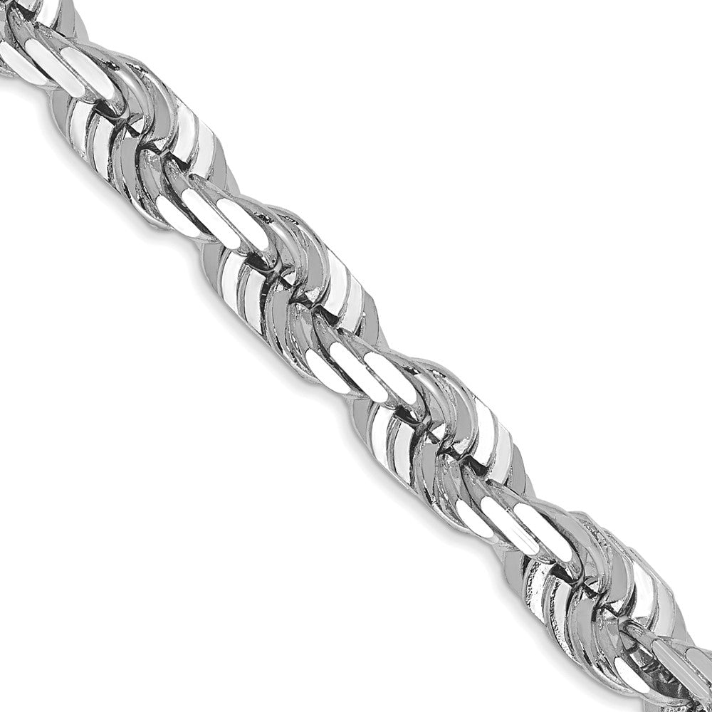 14K White Gold 20 inch 5.5mm Diamond-cut Rope with Lobster Clasp Chain