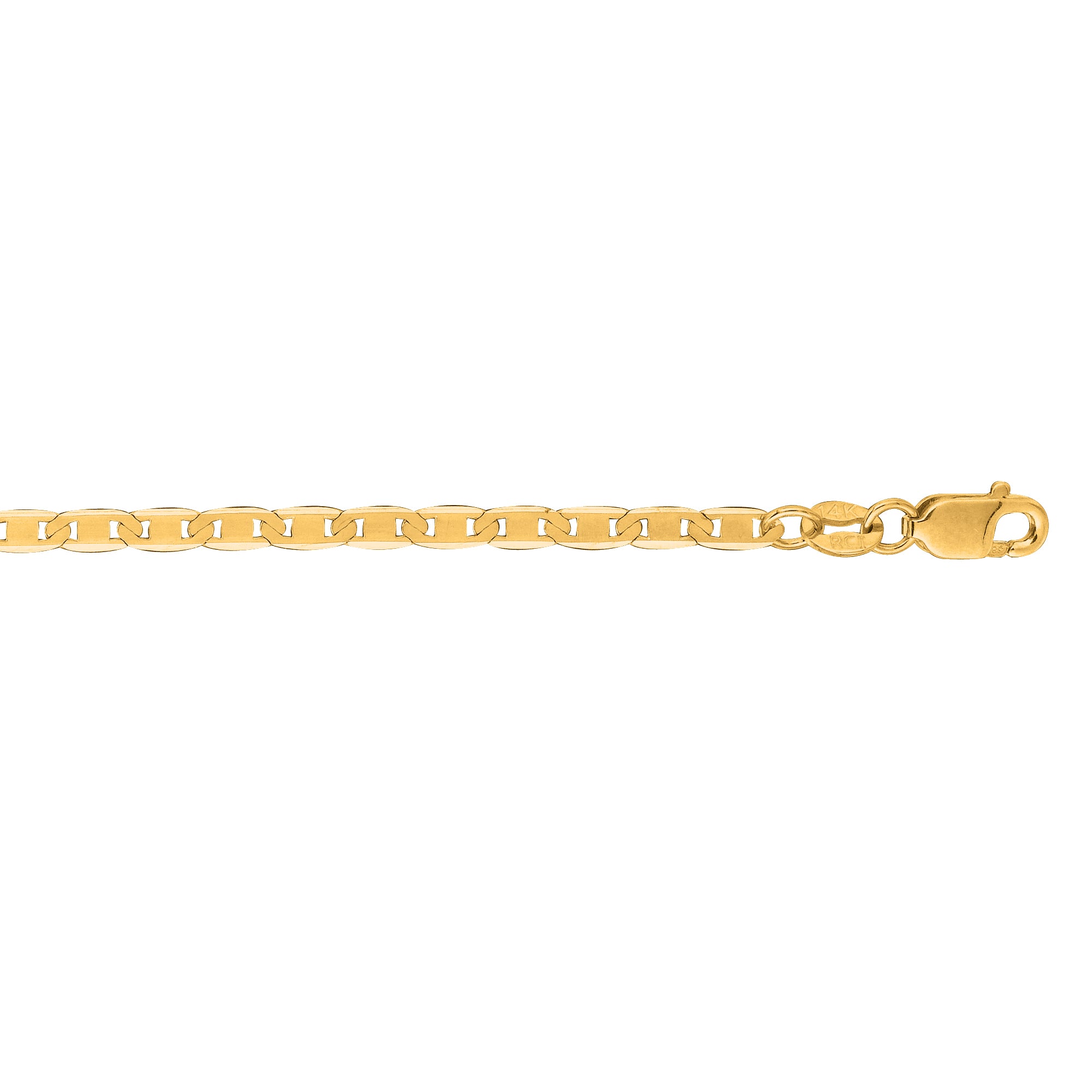 10K Yellow Gold 2.3mm Mariner 24" Chain with Lobster Lock