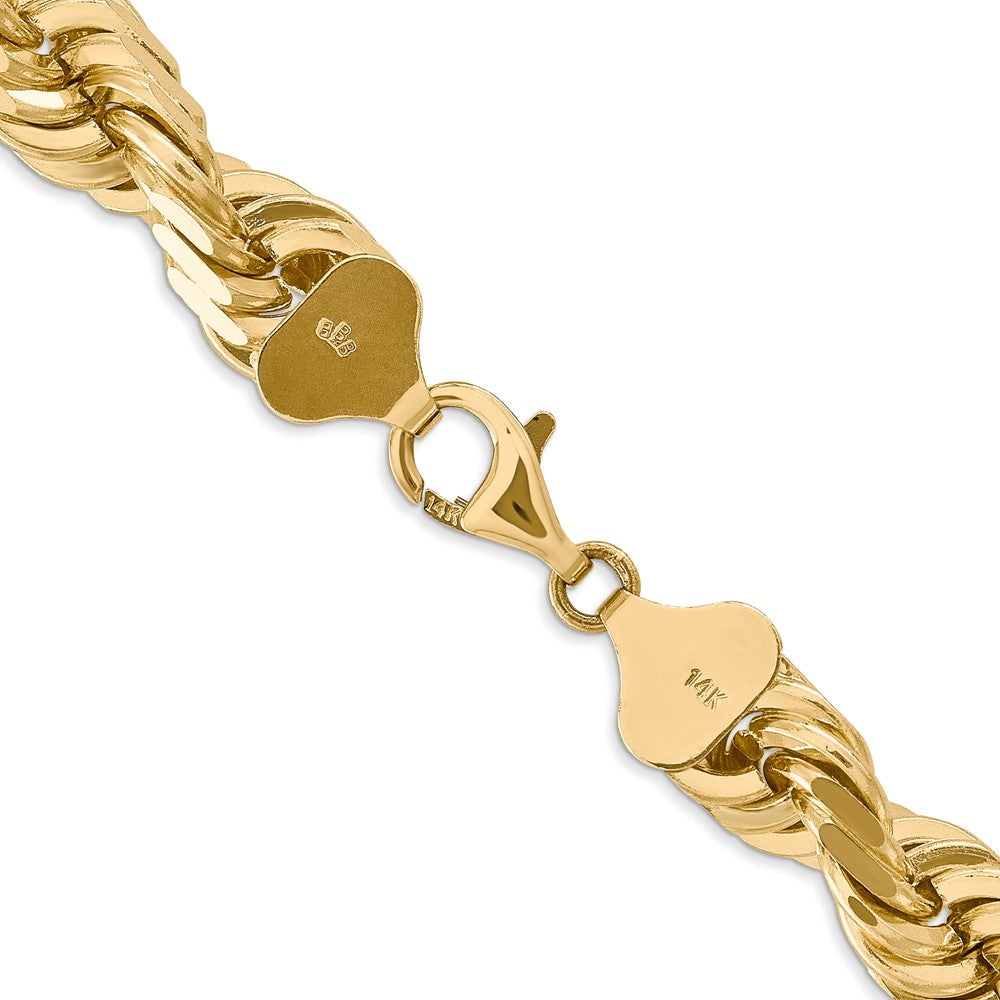 14K 22 inch 10mm Diamond-cut Rope with Fancy Lobster Clasp Chain