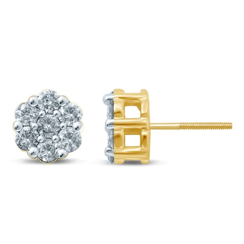 10K Yellow 1.26-1.31Ct D-  Flower Earrings