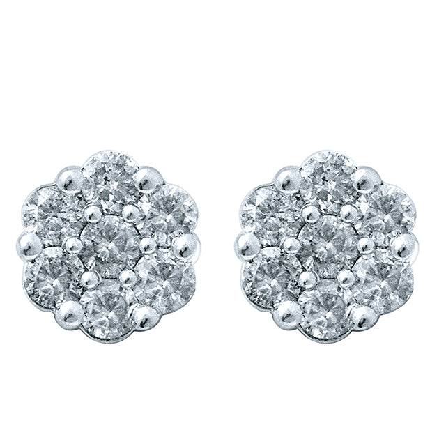 10K White 1.26-1.31Ct D-Flower Earrings