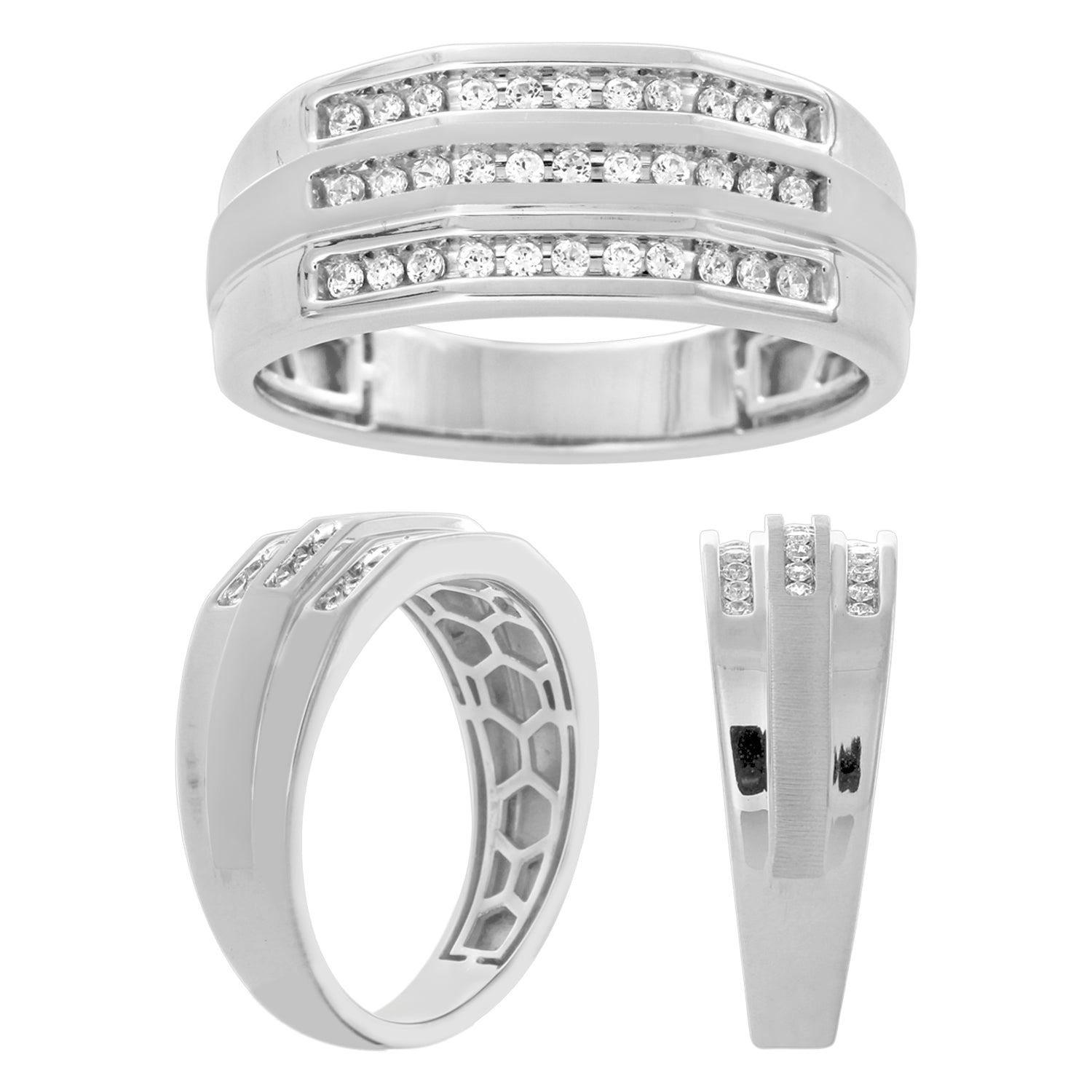 14K White 0.31- 0.33 Ct D-Mens Ring