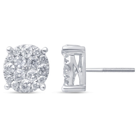 10K White 1.50- 1.54Ct D-Super Flower Earrings