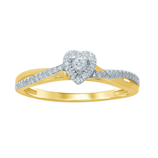 10K Yellow 0.21-0.22Ct D-Ladies Ring Heart