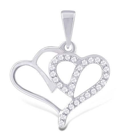 10K White 0.15Ct D-Heart Charms