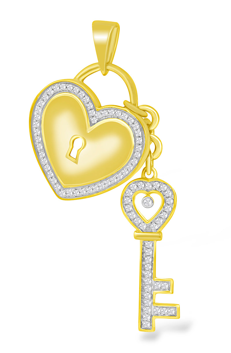 10K Yellow 0.22- 0.25Ct D-Lock & Key Heart