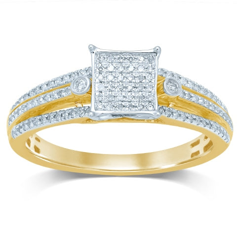 10K Yellow10 K 0.20- 0.21Ct D- Ladies Micropave  Rings