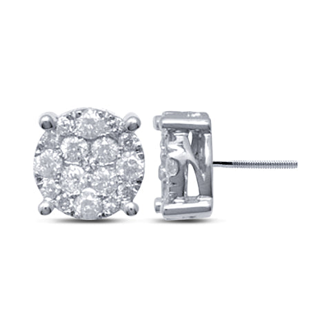 10K White 2.99 -3.06Ct D-Super Flower Earrings