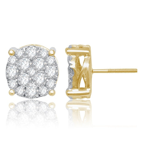 10K Yellow 1.98-2.16Ct D-Super Flower Earring