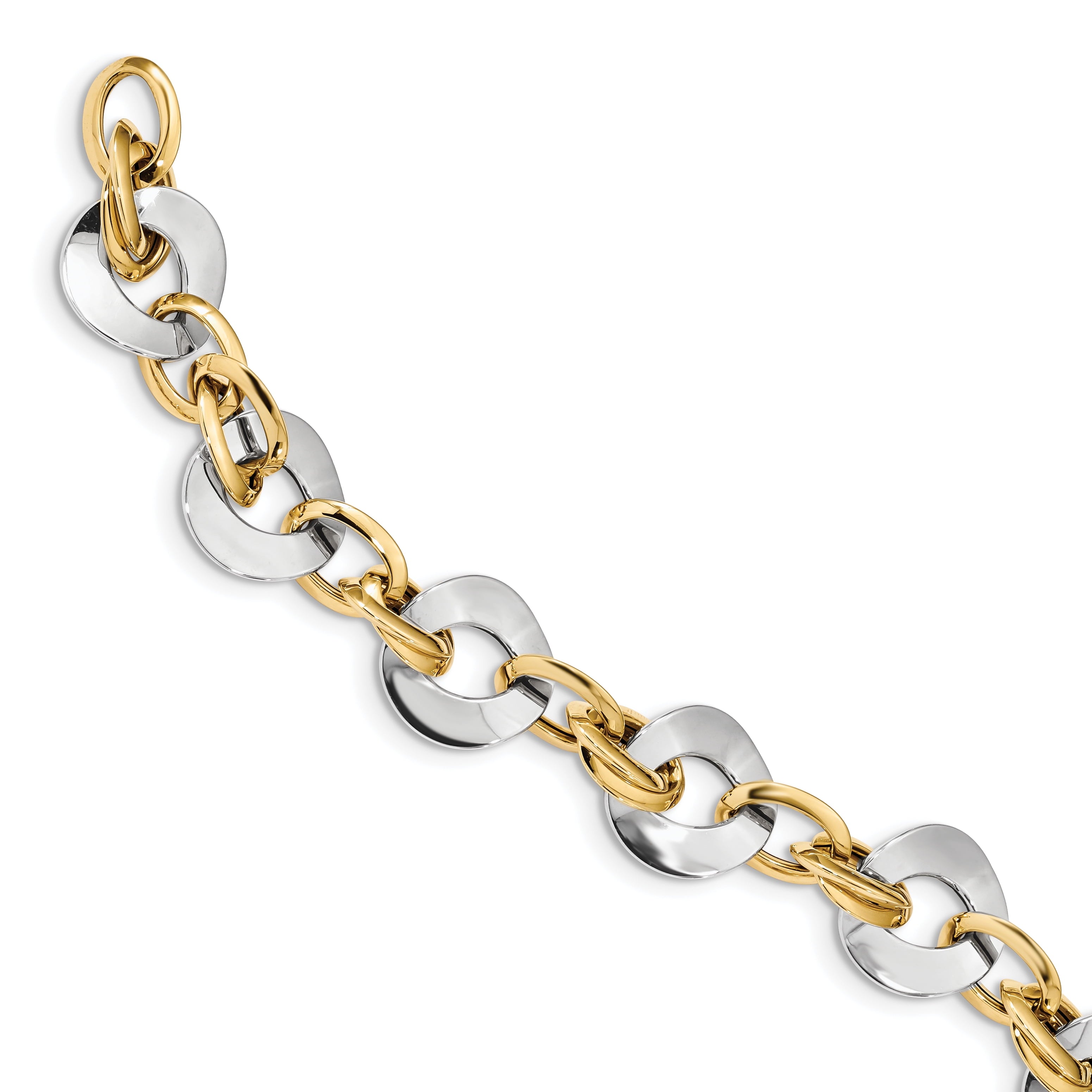 14k Two-tone Polished Fancy Link Bracelet