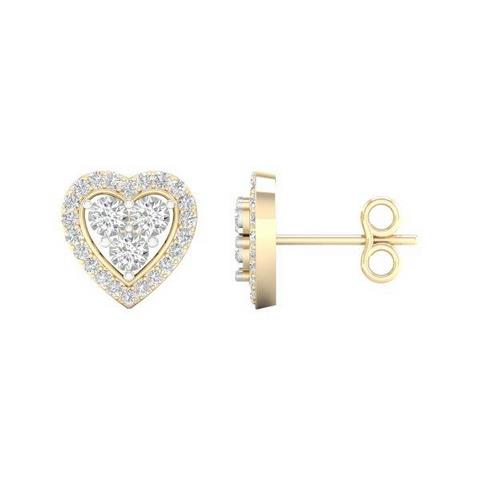 10K Yellow 0.16Ct D-Heart Earrings