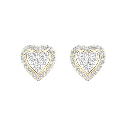 10K Yellow 0.16Ct D-Heart Earrings